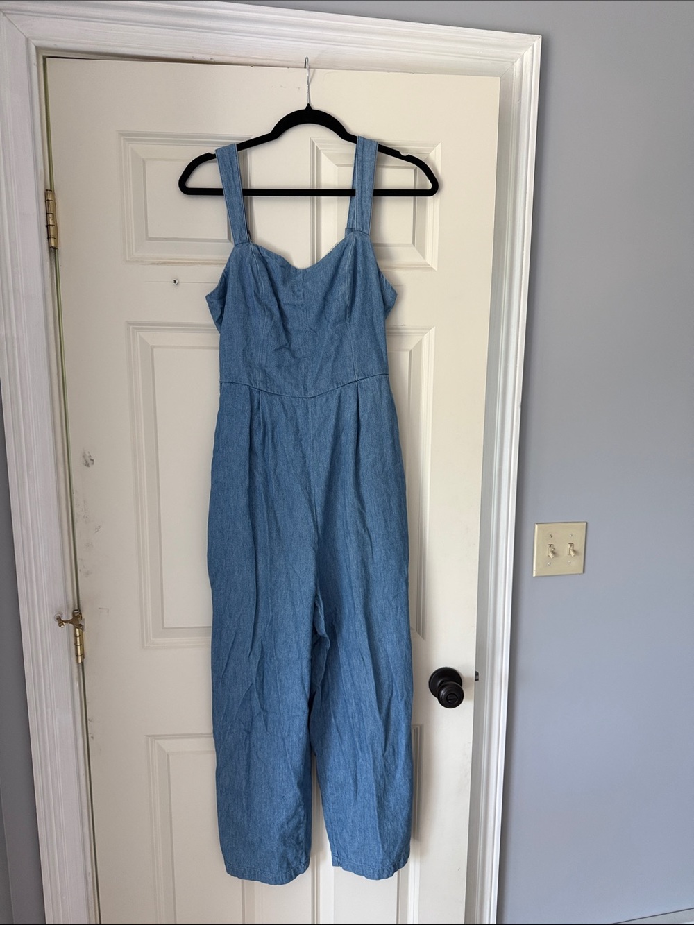 Blue Denim Wide-Leg Jumpsuit